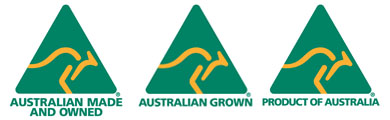 Australian Made and Owned, Australian Grown, Product of Australia